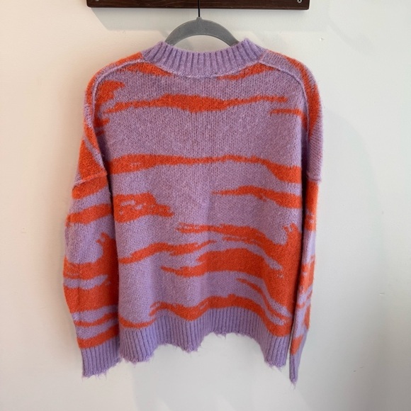 NWT All Saints Tiga Mohair Wool Blend V Neck Sweater in Lilac Orange XS - Picture 8 of 8